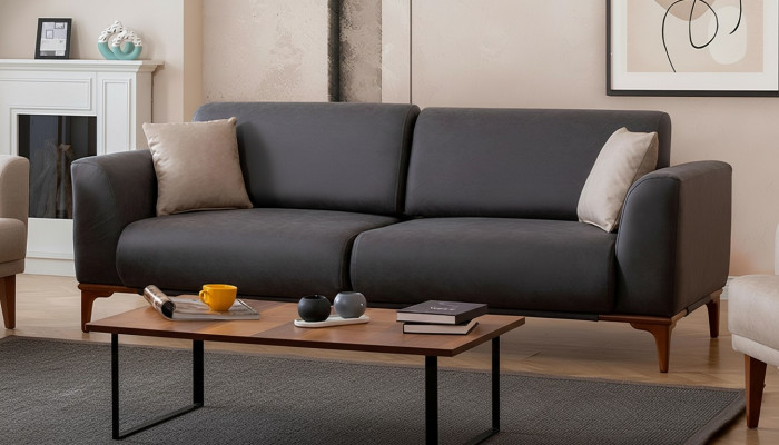 Grau Kënschtlieder Lieder Wunnzëmmer Designer Couch Luxuriéise 3-Sëtzer