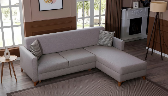 Hellgréng Stoffcanapé Wunnzëmmer Designer Couch Luxus Eckcanapé Nei