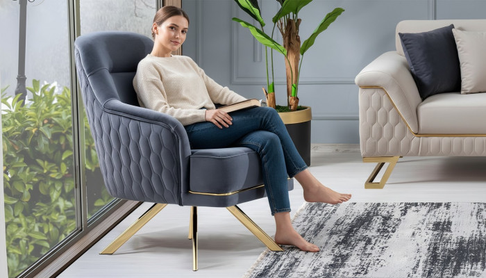 Bloen Eensëtzer Designer Miwwelstéck Edelstolssessel Wunnzëmmer Miwwelen