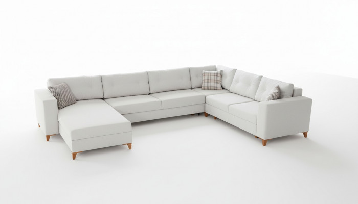 Stilvollt Wunnzëmmer U-Form Sofa Designer Ecksofa Luxus Edelt Couchen