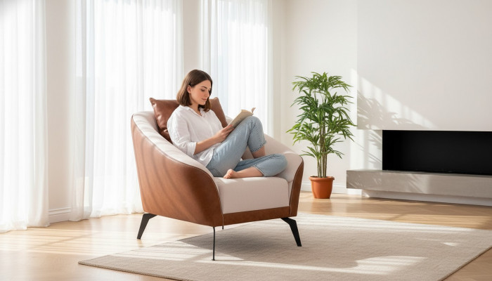 Luxuriéise Liederfauteuil Modernen 1-Sëtzer Fauteuil Wunnzëmmer Miwwelen
