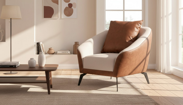 Luxuriéise Liederfauteuil Modernen 1-Sëtzer Fauteuil Wunnzëmmer Miwwelen