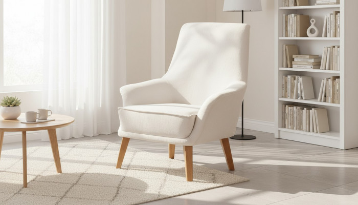 Wäissen Polstersëtz Designer Wunnzëmmer Miwwel Luxus Eenzelsëtz.