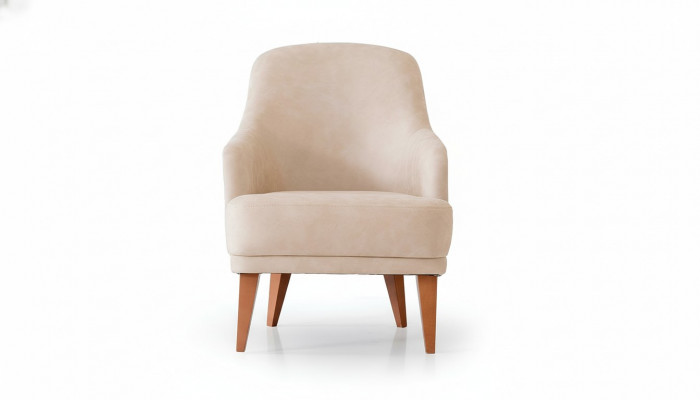 Beige Ledersëtz Wunnzëmmersessel Designer 1-Plaz Miwwelen Nei