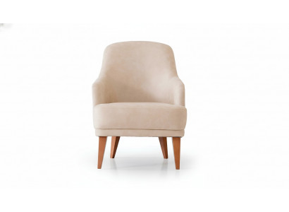 Beige Ledersëtz Wunnzëmmersessel Designer 1-Plaz Miwwelen Nei
