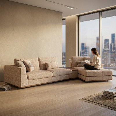Designer Eckcanapé L-Form Luxus Sofa Canapé Wunnzëmmer Textil Gepolstert Miwwelen