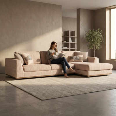 Polstermöbel Beige Ecksofa Luxus Sofa Couch L-Form Relax Polstersofa Wunnzëmmer