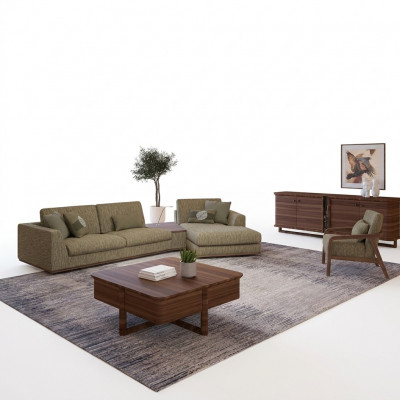 Wunnzëmmersaz 2 Stécker Komplett Ecksofa L-Form Relax Miwwelen Fotell Modern Textil