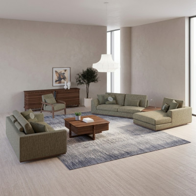Komplett Sofagarnitur 3tlg Zwésëtzer Sofa Relax Ecksofa L-Form Modern Fautteuil