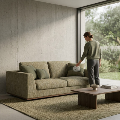 Zweesëtzeger Sofa Canapé Modern Gréng Textil Polstersmöbel Stuff Nei