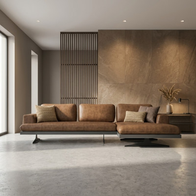 Ecksofa L-Form Relax Wunnzëmmer Brong Lieder Sofa Polstermeubel Eck Garnitur