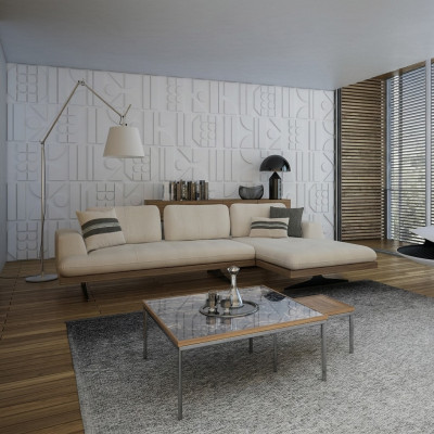 Modern Luxus Sofa Canapé Wunnzëmmer Relax Ecksofa L-Form mat 2x Klapptësch