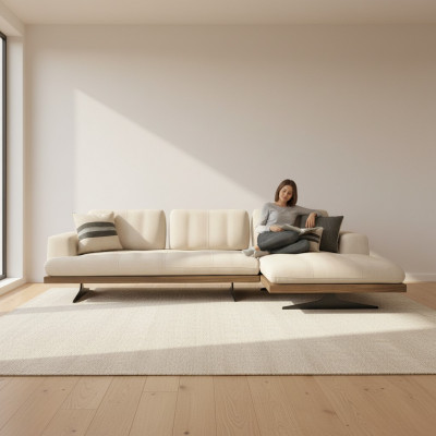 Wäiss Luxus Eck-Sofa L-Form Stuff Modern Sofa Relax Designer Ariichtung