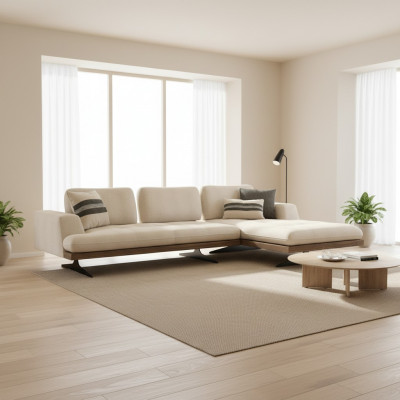 Wäiss Luxus Eck-Sofa L-Form Stuff Modern Sofa Relax Designer Ariichtung