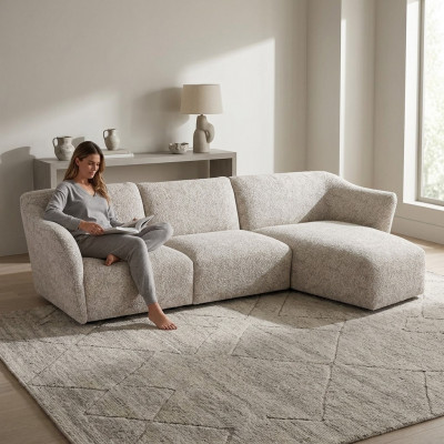 Eck Garnitur Wäiss Canapé Couch L-Form Designer Modern Wunnzëmmer Neit