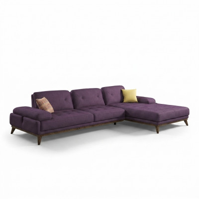 Lila Ecksofa L-Form Wunnzëmmer Luxus Couchtisch Ariichtung Neit Garnitur Miwwel
