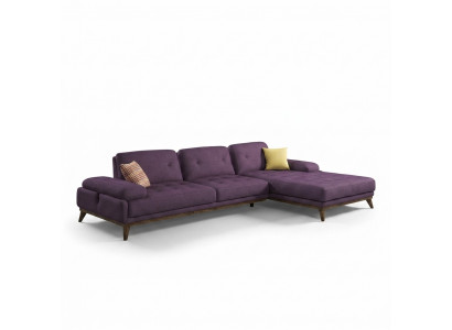 Lila Ecksofa L-Form Wunnzëmmer Luxus Couchtisch Ariichtung Neit Garnitur Miwwel