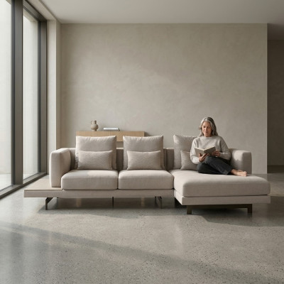 Designer Gro Sofa Couch L-Form Modern Ecksofa Polstermoossel Wunnzëmmer