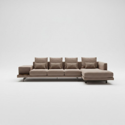 Wunnzëmmer Set 3-Teileck Garnitur Sofa Couch L-Form Holz Couchtisch