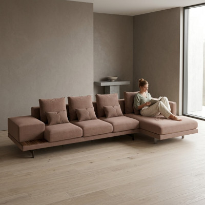 Luusus Crème Eckcanapé L-Form Polstermöbel Wunnzëmmer Designer Ariichtung
