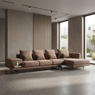 Luusus Crème Eckcanapé L-Form Polstermöbel Wunnzëmmer Designer Ariichtung