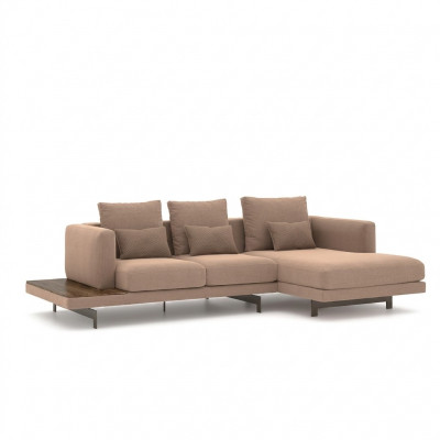 Polstermöbel Ecksofa L-Form Beige Designer Miwwelen Eck Garnitur Wunnzëmmer