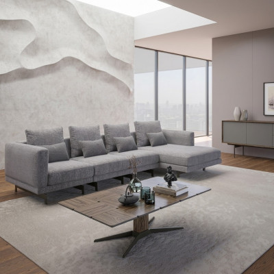 Luxus Eckcouch L-Form Wunnzëmmer Designer Eck Garnitur Nei Komplett Couchtisch