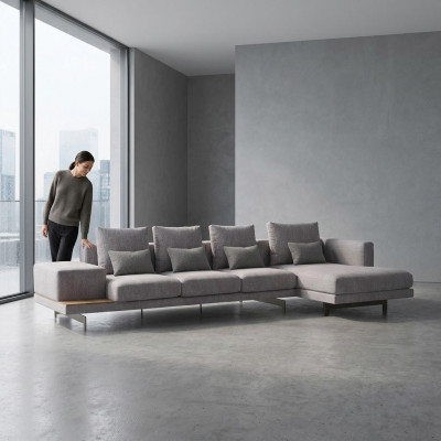 Steemetzëmmer Eckmiwwelen Wunnzëmmer Eckcanapé L-Form Designer Garnitur