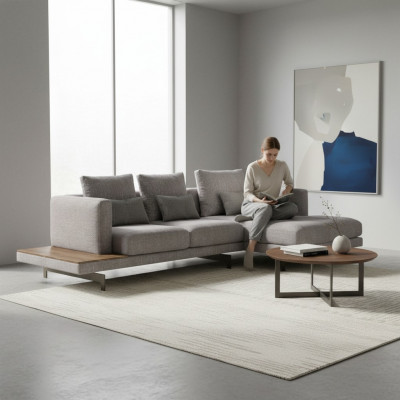 Wunnzëmmer Garnitur Eckzofa L-Form Gri Sofa Couch Designer Polstermöbel