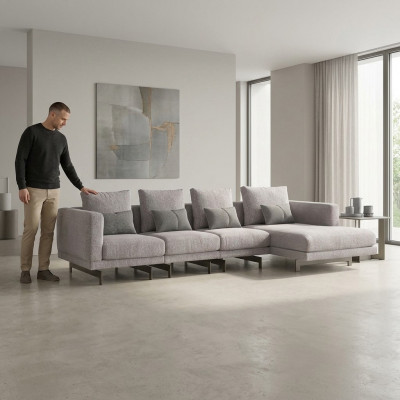 Eck-Couch L-Form Relax Wunnzëmmer Gro Eck Garnitur Gepolstert Sofa Miwwelen