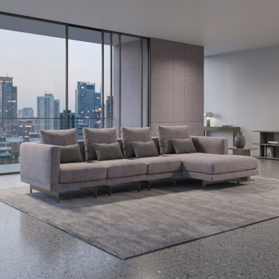 Eck-Couch L-Form Relax Wunnzëmmer Gro Eck Garnitur Gepolstert Sofa Miwwelen