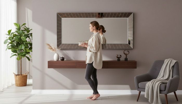 Luxus Modern Spigel Designer Mauer-Spigel Neie Miwwelen Wunnzëmmer Ariichtung