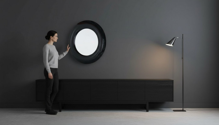 Modern Luxus Ronde Spigel Ariichtung Dekoratioun Wanndspigel Rumm