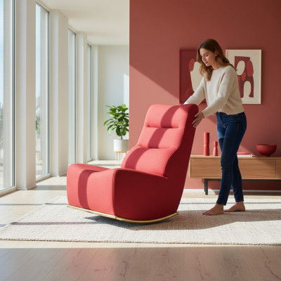 Luxus Rout Fotell Wunnzëmmer Gepolstert Sëtz Modern Sitzmöbel Designer