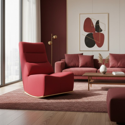 Luxus Rout Fotell Wunnzëmmer Gepolstert Sëtz Modern Sitzmöbel Designer