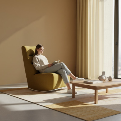 Wunnzëmmer Giel Fotell Sëtzmébel Nei Ariichtung Designer Sëtz Textil