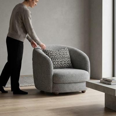 Groen Designer-Fauteuil Sëtzmiwwelen Polsterméiwwel Wunnzëmmer Neiaart Sëtz Ariichtung