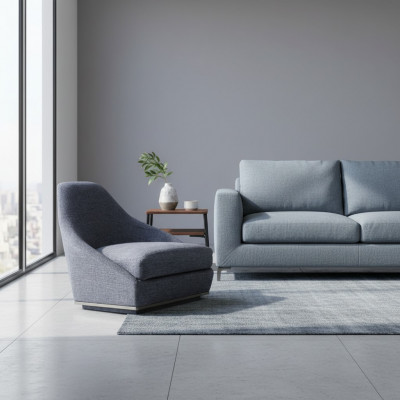 Modern Design Fotell Gri Polsterfotell Luxus Wunnzëmmer Sëtz Textil Nei