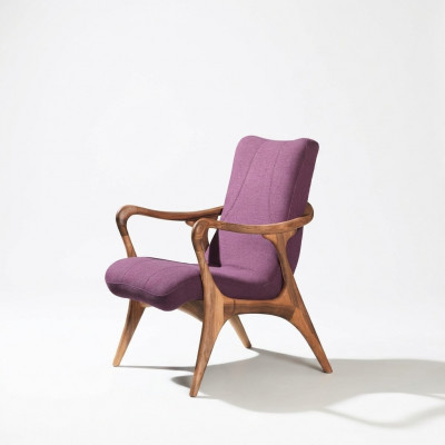 Design Sëtzmiwwel Lila Fotell Canapé Sëtz Wunnzëmmer Holz Modern Polster Stoff