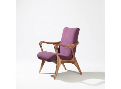 Design Sëtzmiwwel Lila Fotell Canapé Sëtz Wunnzëmmer Holz Modern Polster Stoff