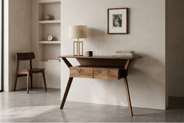 Wunnzëmmer Luxus Konsolendësch Braun Holz Dësch Modernen Design Konsole