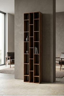 Bicherregal Bicherschaf Regal Wunnzëmmer Design Holz Brong Nei