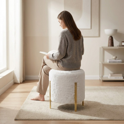 Polstersëtzgendeeler Wunnzëmmer Modern Hocker Ariichtung Textil Foussocker
