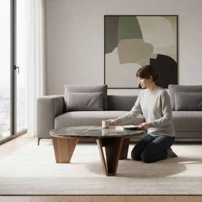 Luxus Holz Design Dësch Tiny Kroos Wunnzëmmer Kaffisdësch Modern Ariichtung