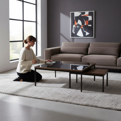 Design Holz 2x Dësch fir d'Wunnzëmmer Luxus Kaffisdësch Dëscher Neie Miwwel