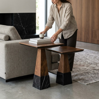 2x Niewentafel Holz Kaffisdësch Wunnzëmmer Luxus Design Miwwelen Ariichtung