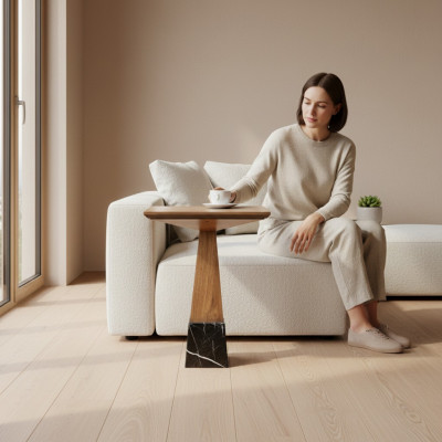 Neien Holzbäizdësch Design Modern Ariichtung Dësch Wunnzëmmer Kaffisdësch