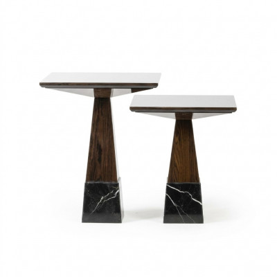 Wunnzëmmer Dëscher Set 2x Säitentësch Design Kaffisdësch Holz Ariichtung