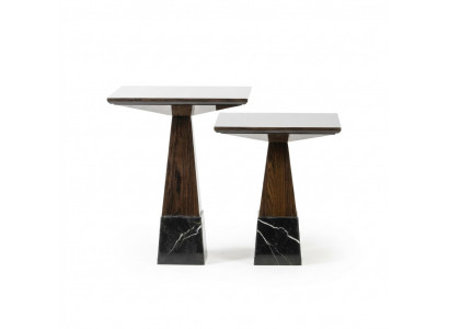 Wunnzëmmer Dëscher Set 2x Säitentësch Design Kaffisdësch Holz Ariichtung