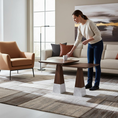 2x Bëschttisch Komplett Dëscher Wunnzëmmer Set Design Kaffisdësch Nei